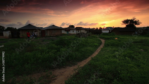 Wallpaper Mural Kenyan huts at sunset. Torontodigital.ca