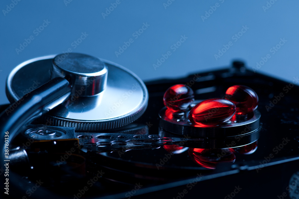 antivirus and hard disk concept antivirus and hard disk concept