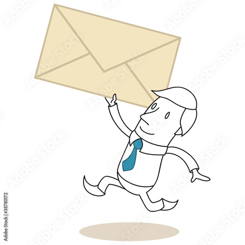 Geschäftsmann, Briefumschlag, rennend