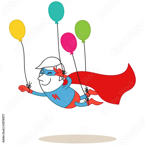 Superheld, fliegend, Luftballons