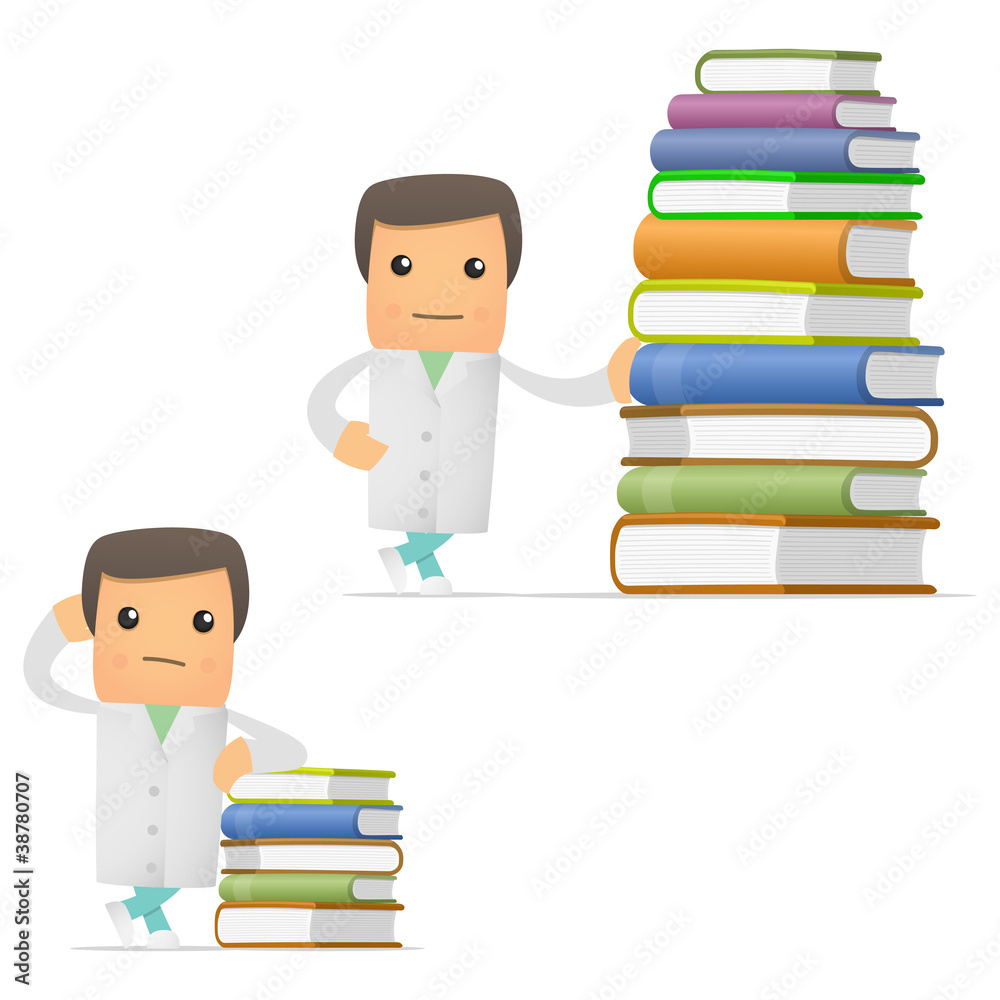 set of funny cartoon doctor
