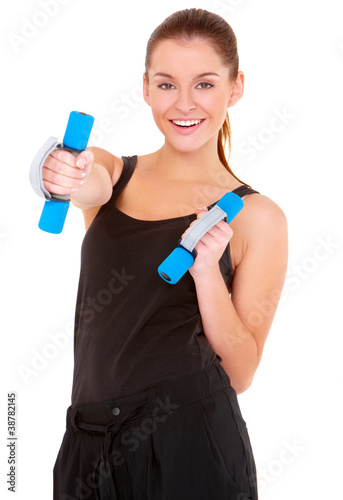 Fitness woman working out with dumbbells © Dash