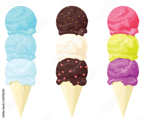 Obraz na plátne Round ice-cream in the waffle cone