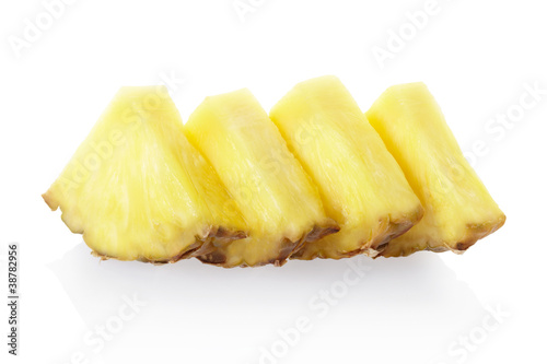 Pineapple slices on white, clipping path included