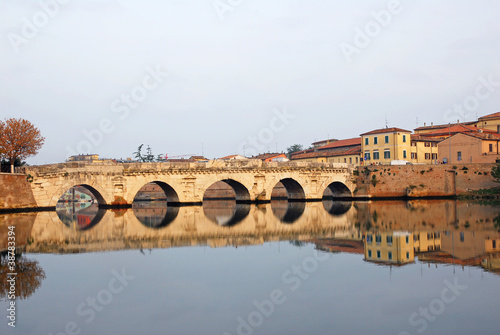 Italy, Rimini old roman bridge. Tiberio bridge. photo