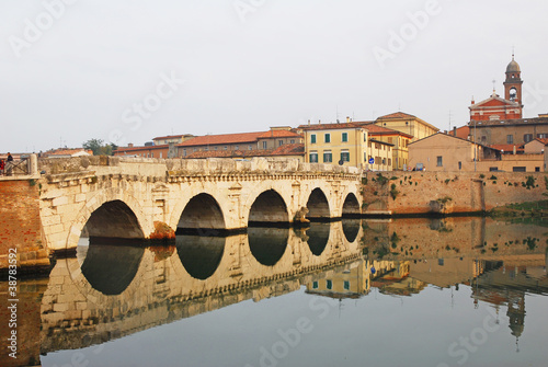 Italy, Rimini old roman bridge. Tiberio bridge. photo