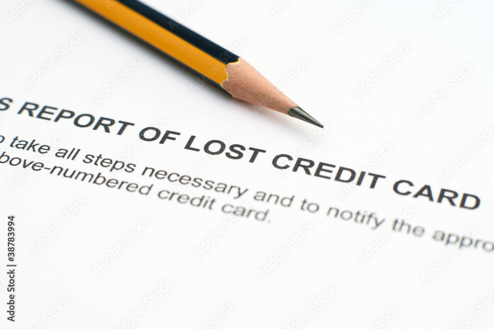 Report of lost credit card