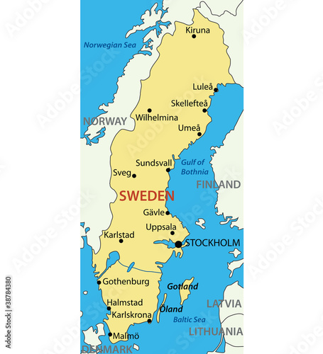 Kingdom of Sweden - vector map
