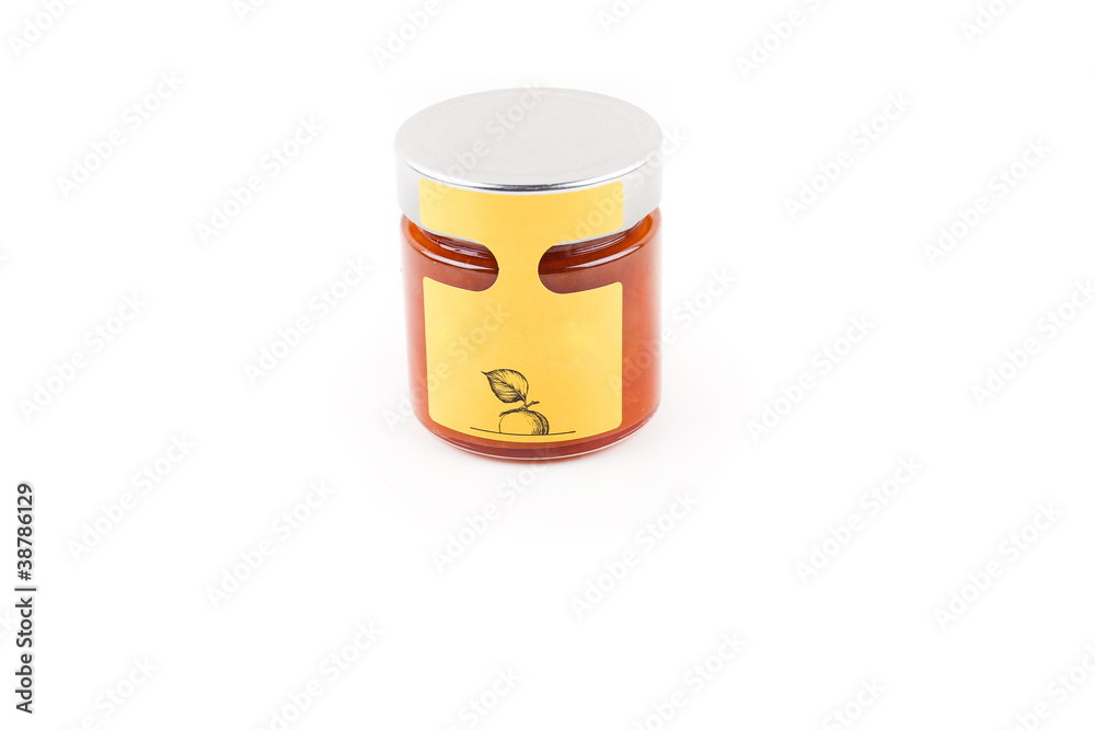 Apricot jam jar isolated on white background Apricot jam jar isolated on white background