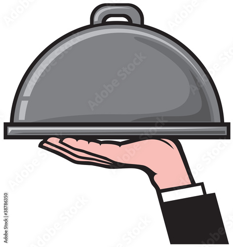 restaurant icon with tray of plate in hand