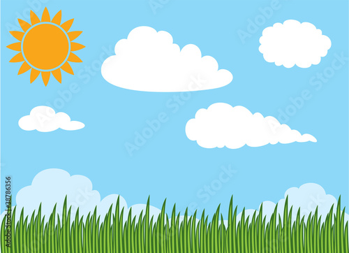 Green Grass And Clouds