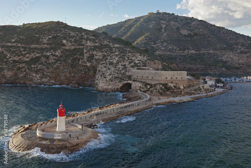 lighthouse and fortifications at cartagena spain