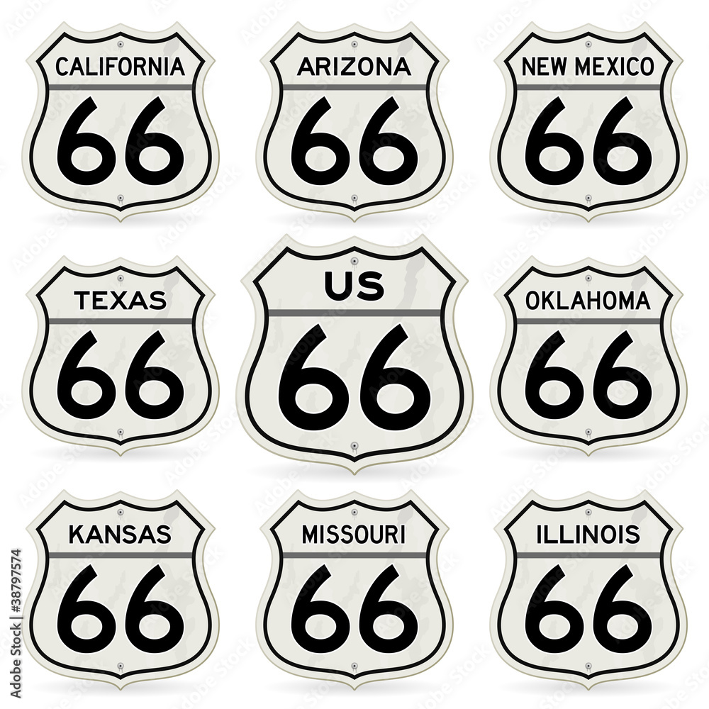 Fototapeta premium Complete Route 66 Signs Collection