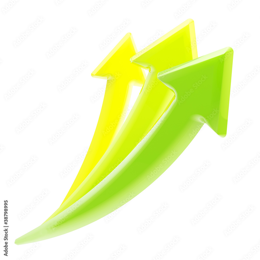 Up and growth: three growing arrows isolated Up and growth: three growing arrows isolated