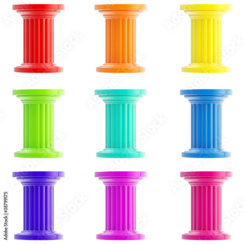 Set of nine stylized column...