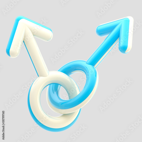 Two linked male blue signs ...