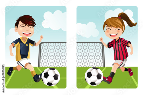 Kids playing soccer