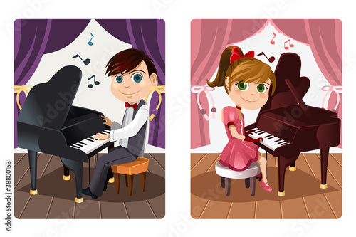 Kids playing piano