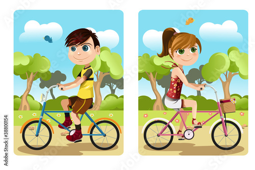 Kids riding bicycle