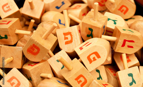 close up of hanukkah dreidels