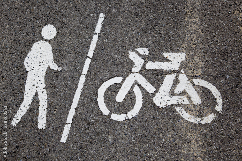pavement sign worn showing shared zone pavement sign worn showing shared zone