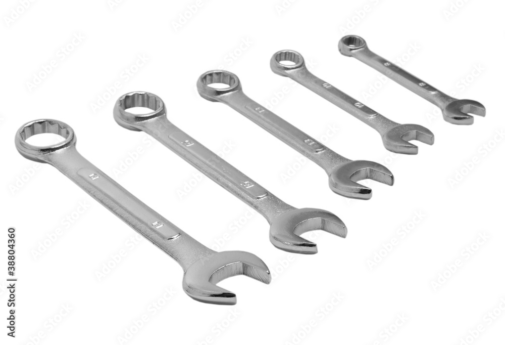 spanners wrench tools isolated on a white background spanners wrench tools isolated on a white background