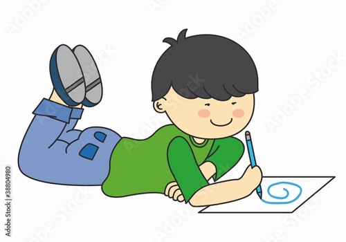 Niño dibujando. Vector