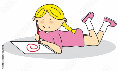Niña dibujando. Vector