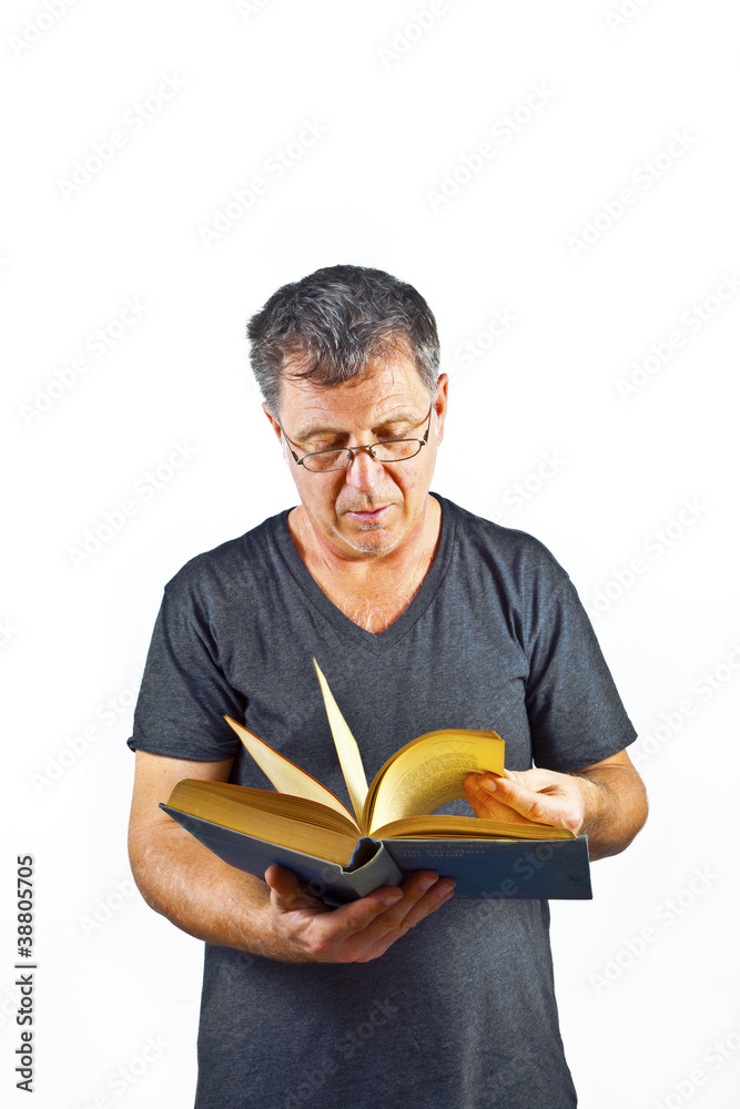 man reading in a book man reading in a book