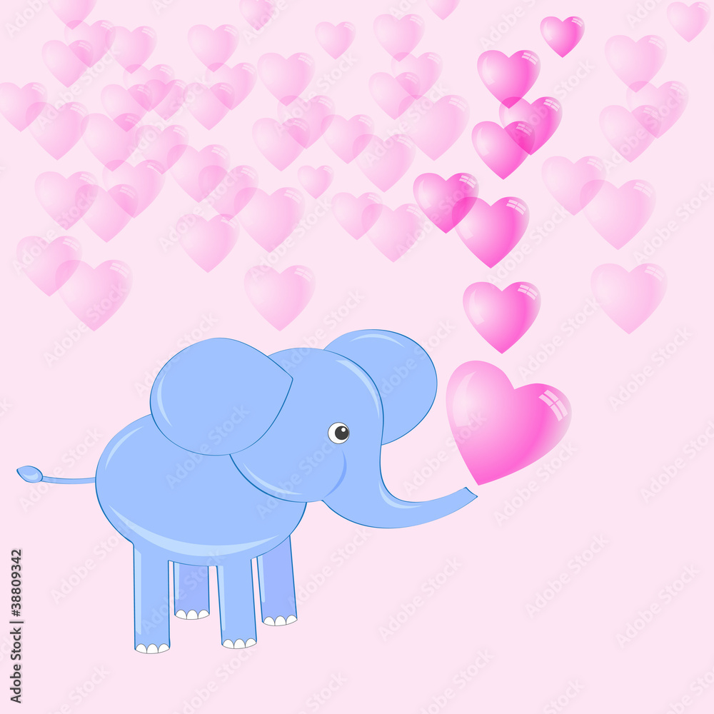Fototapeta premium Baby elephant making soap heart
