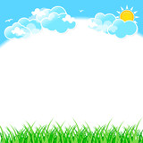 Green Grass and Blue Sky Background