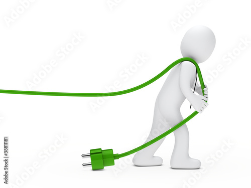 man draws a cable