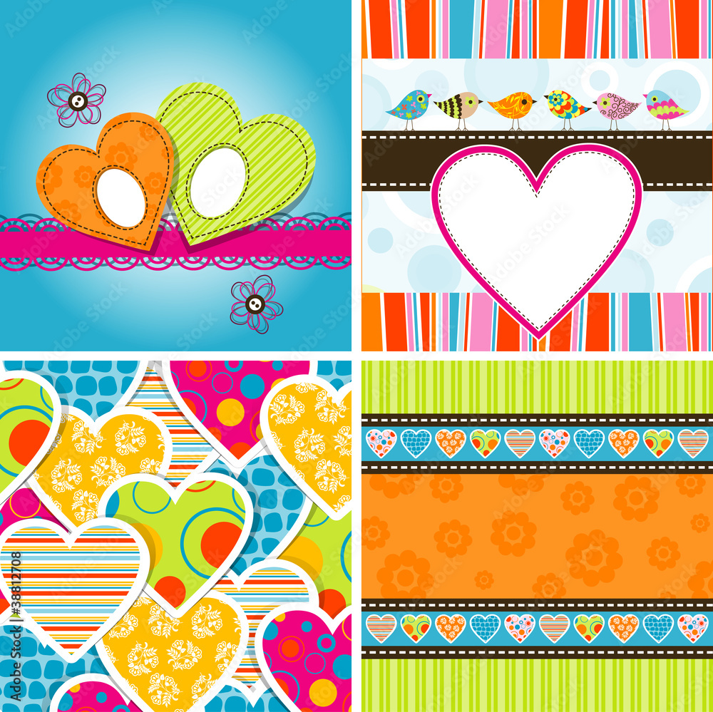 Valentine heart pattern and background, vector