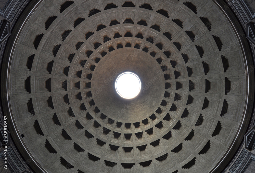 Dome of Rome Pantheon with oculus perfectly centered