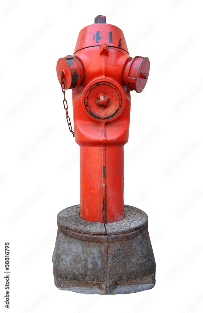 Red fire hydrant, also called a fire plug Red fire hydrant, also called a fire plug
