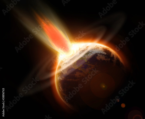 Konstfotografi Earth mass extinction doomsday event from a comet impact