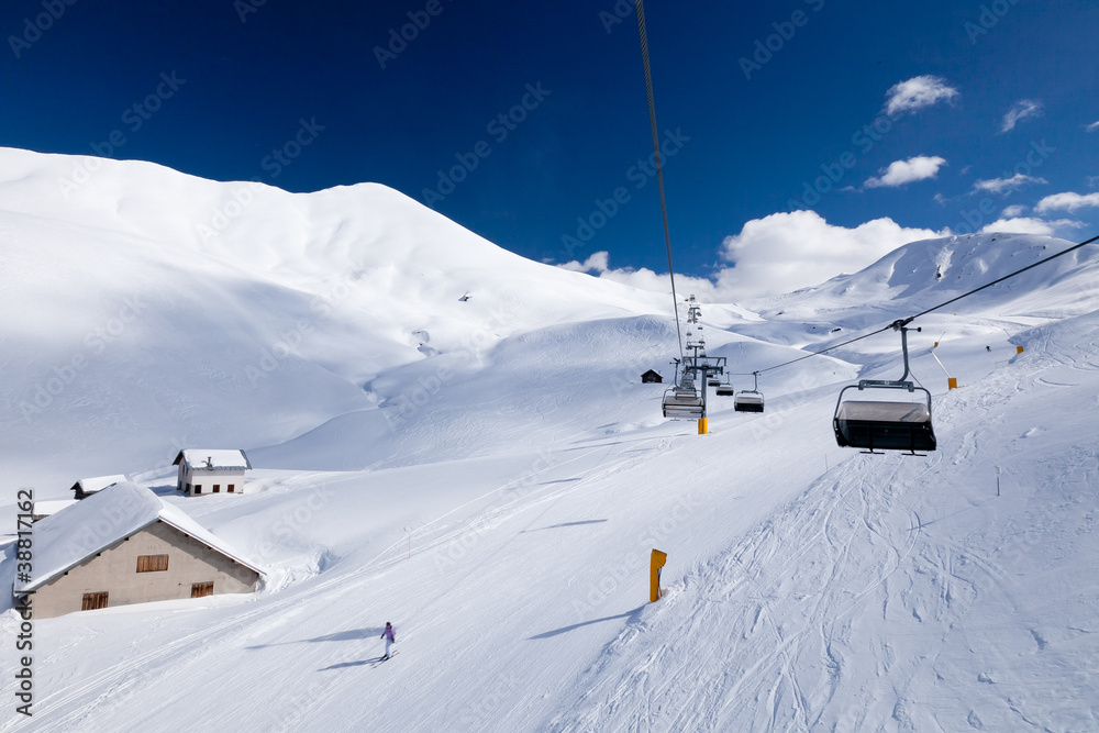Ski region Ciampac near Canazei, Dolomites, Italy