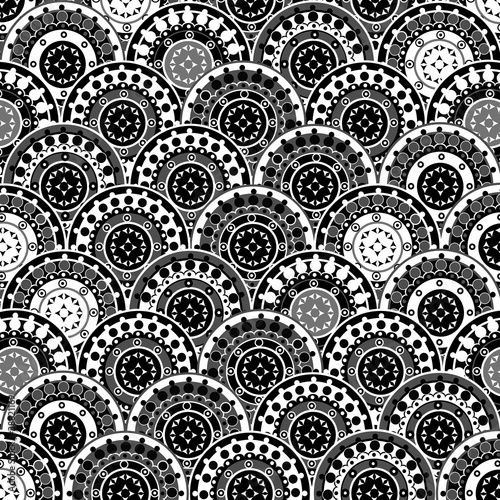 Oriental flowers background in black and white