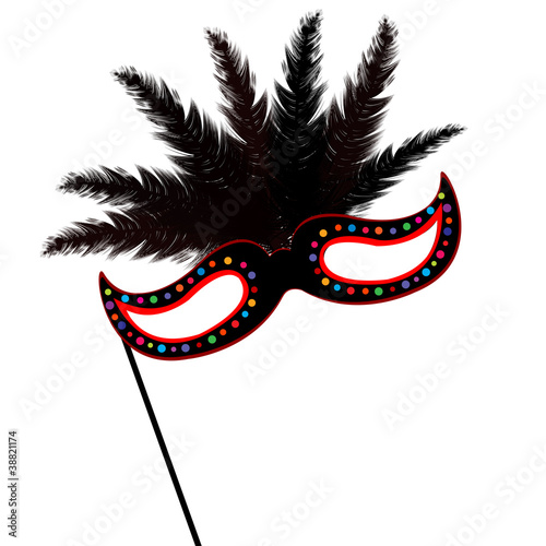 Colored mardi Grass mask with feathers