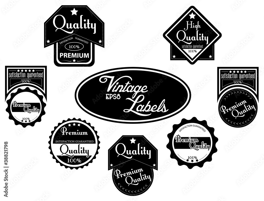 Black premium, high quality labels | stickers in vintage style.