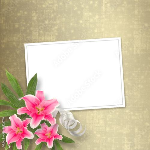 Card for congratulation or invitation with bunch of flowers