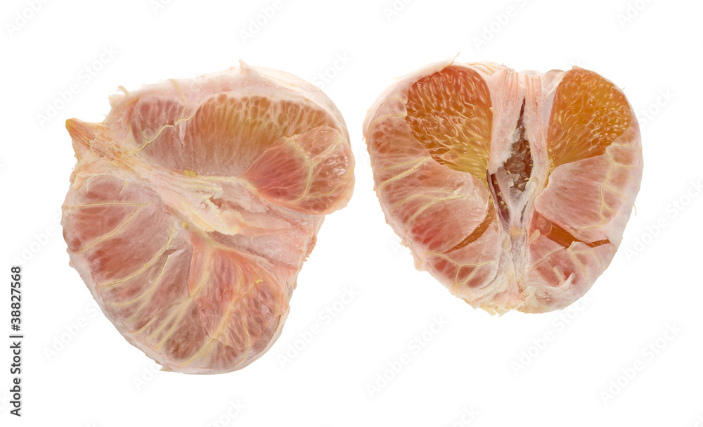Two halves of a pummelo fruit Two halves of a pummelo fruit