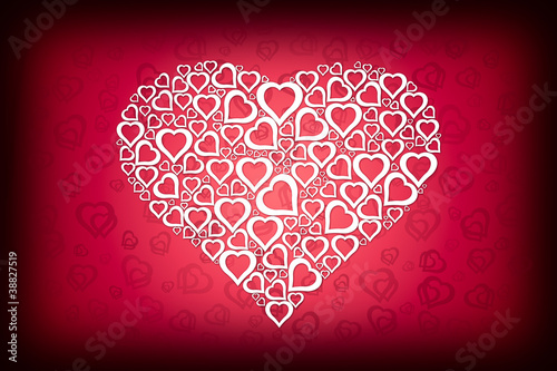 White Heart Design on Red Valentine Twin Heart Background