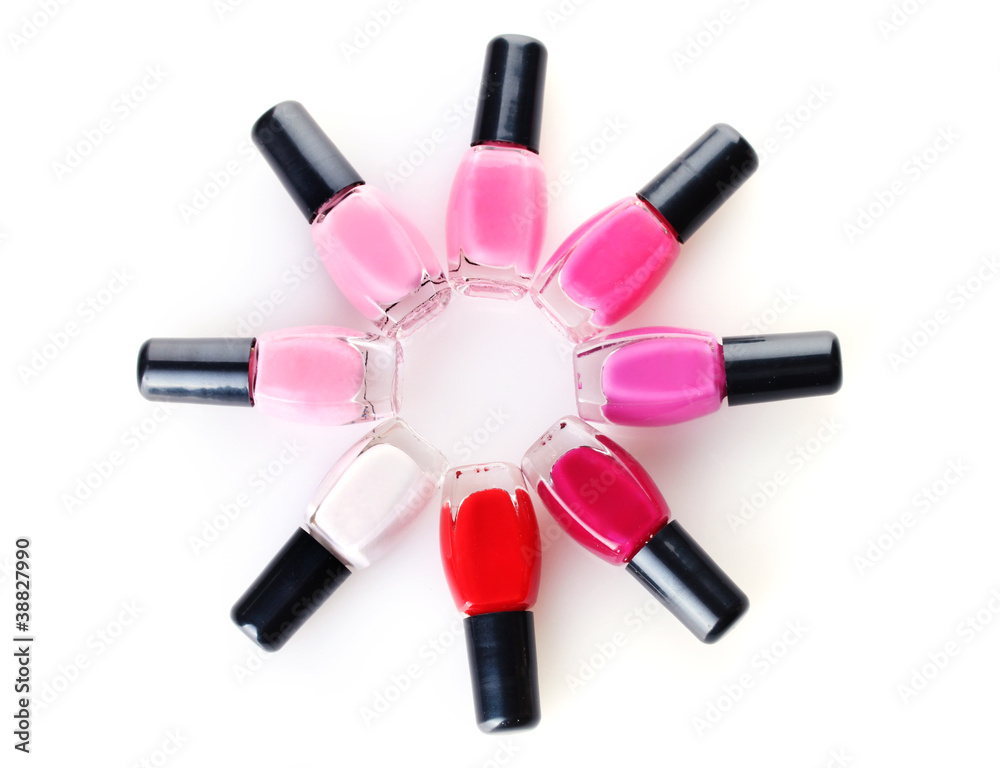 Fototapeta premium Group of nail polishes isolated on white