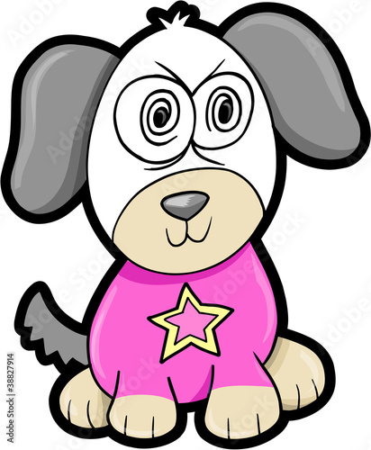 Crazy Puppy Dog Animal Vector Illustration Art