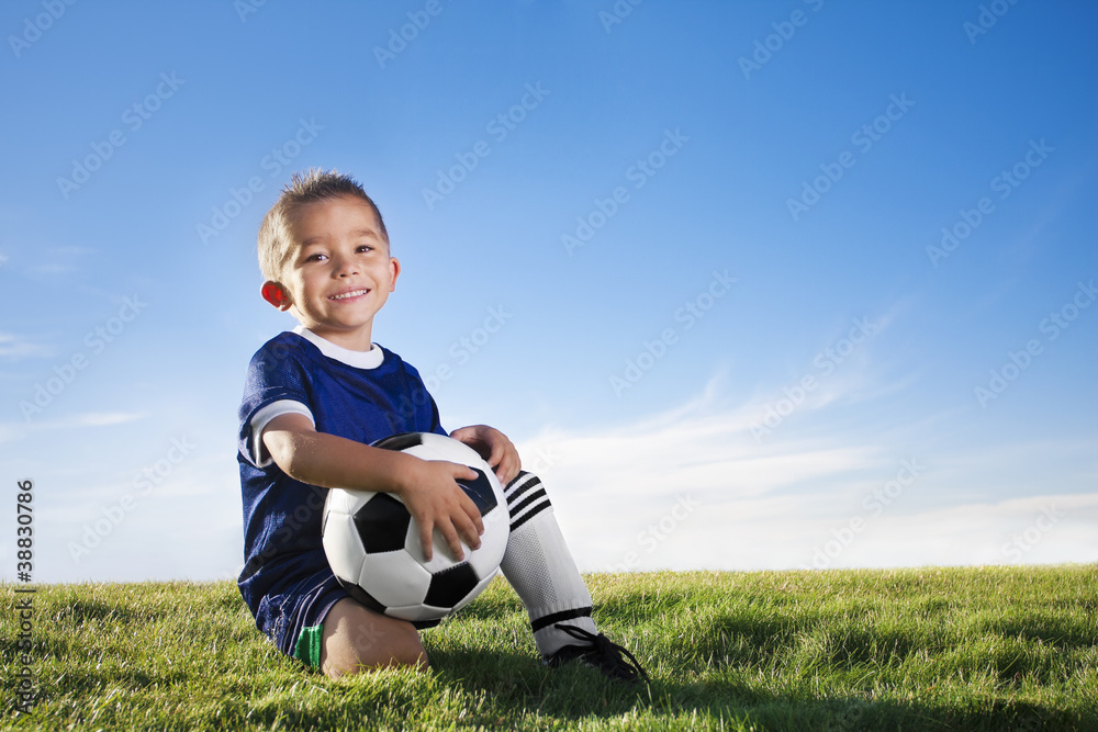 Young hispanic soccer player smiling Young hispanic soccer player smiling