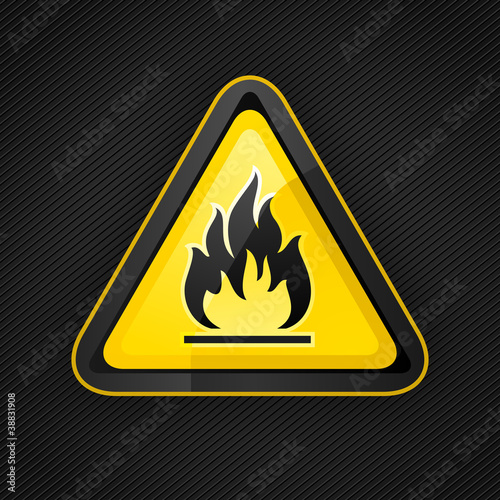 Hazard warning triangle highly flammable warning sign