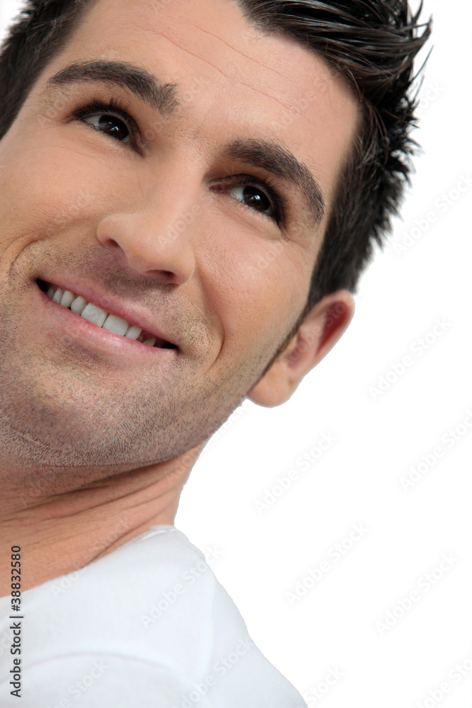 Fototapeta premium close shot of man looking upwards