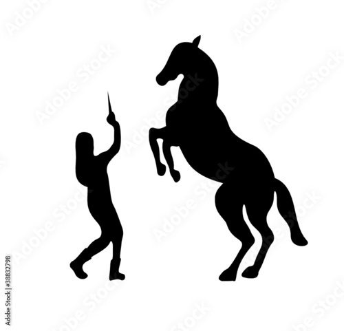 cheval cabré, silhouette noire