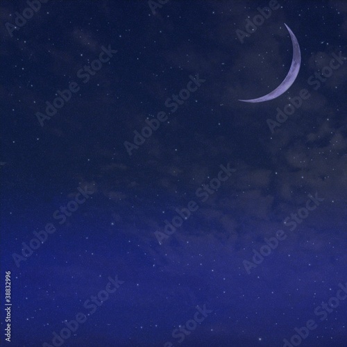 Night starry sky and Moon background